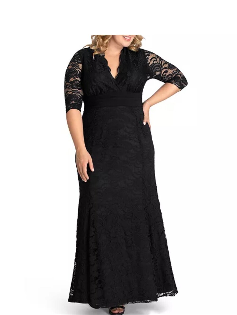 12/14 Black Lace V-Neck Screen Siren Dress